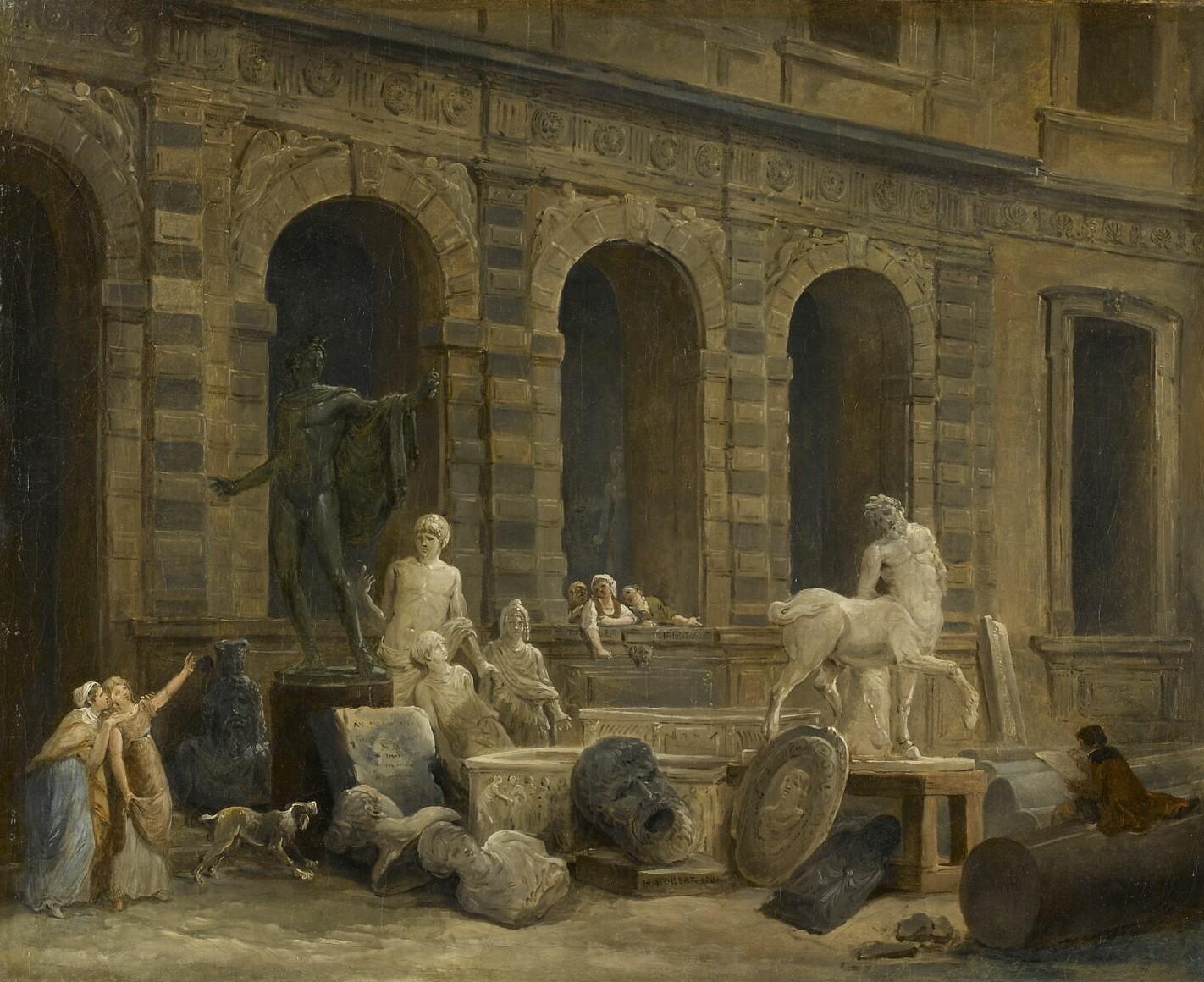 Hubert Robert, Le Dessinateur d'antiques devant la Petite Galerie du Louvre