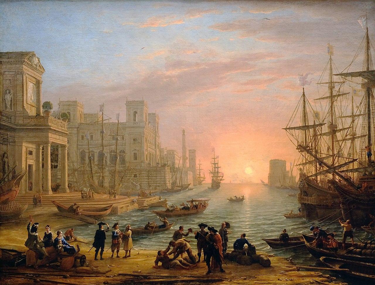 Claude Gellée di Le Lorrain, Port de mer au soleil couchant, 1639