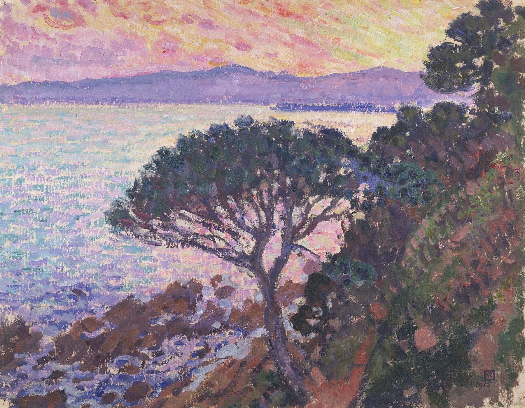 Théo Van Rysselberghe, Pin parasol au bord de la mer, 1915, huile sur panneau, Musée des Beaux-Arts de Gand.