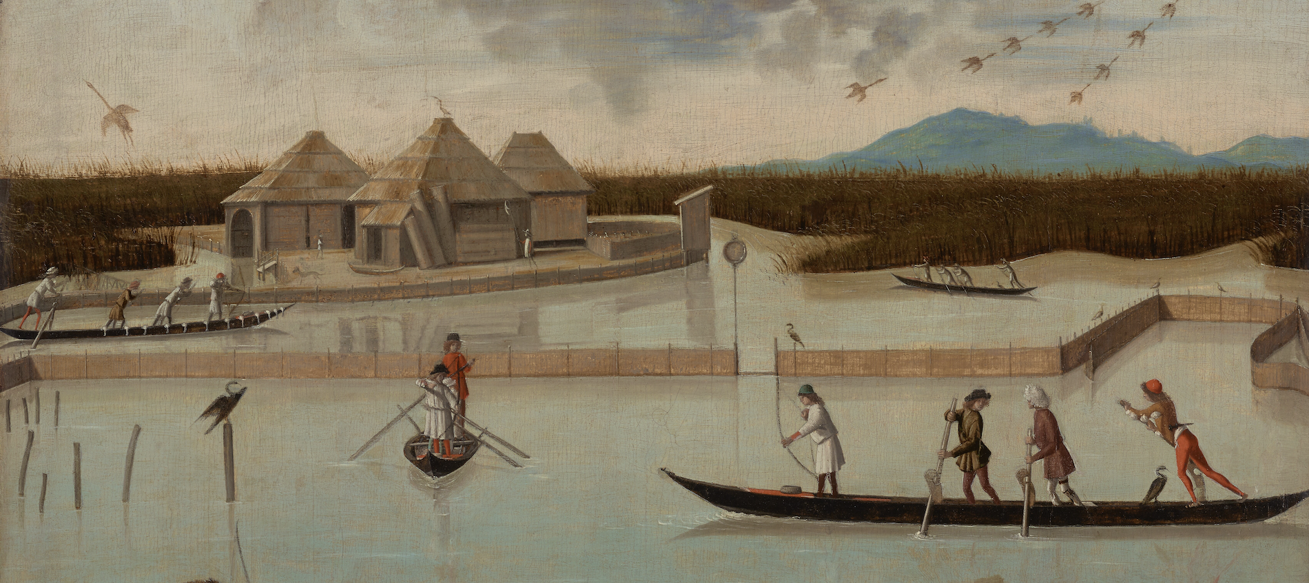 Vittore Carpaccio, Chasse dans la vallée, recto (vers 1492-1494 ; huile sur panneau, 75,4 × 63,8 cm ; Los Angeles, J. Paul Getty Museum