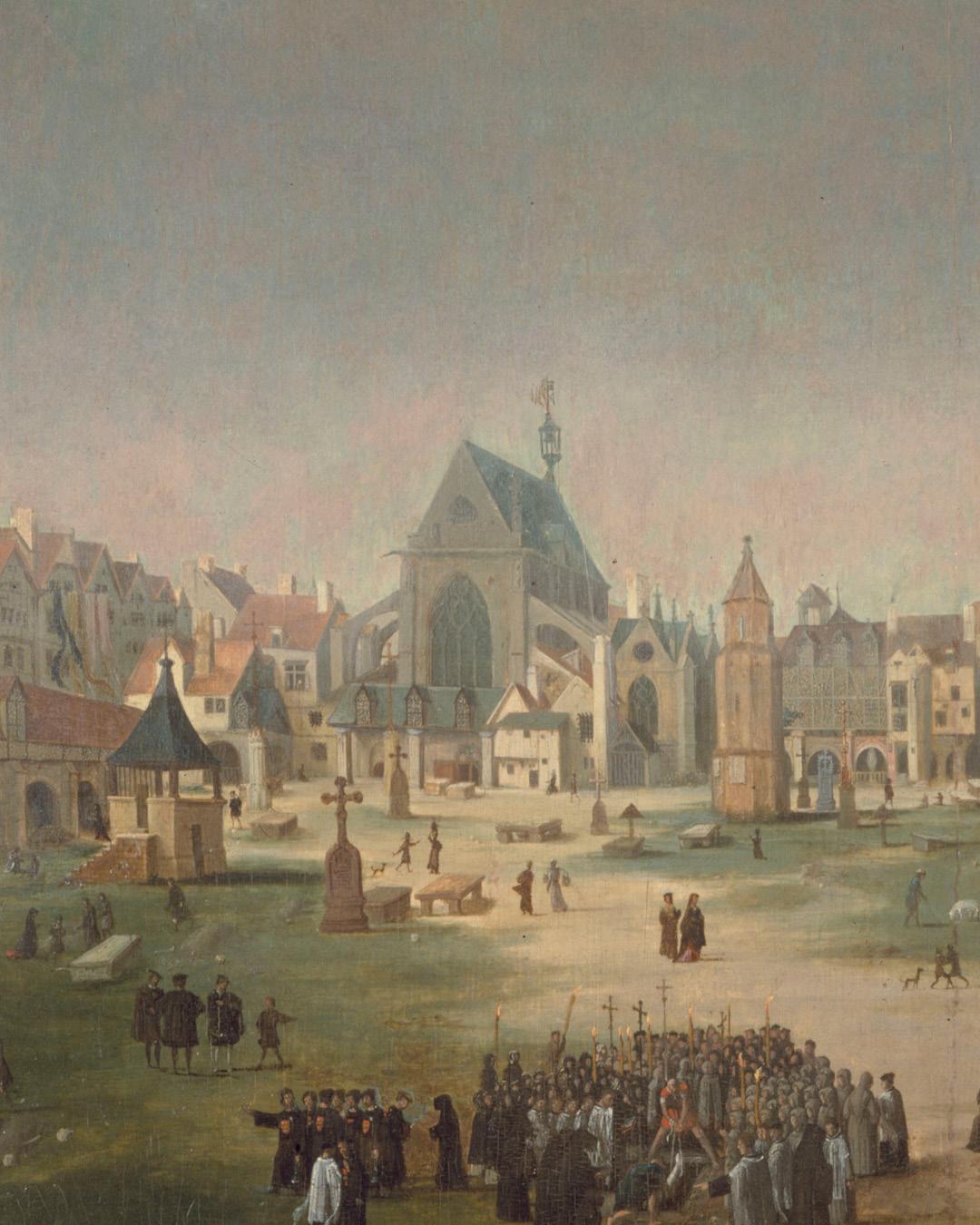 Grimer Jacob, Le cimetière et l'église des Innocents, vers 1570, Musée Carnavalet, Histoire de Paris