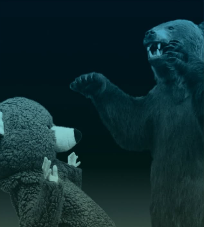 Un ours empaillé attaquant un ours en peluche