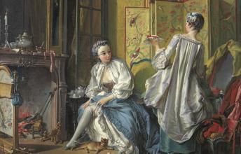 Deux femmes du 18e siècle préparant leur toilette