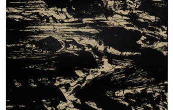 Peinture abstraite noire et beige