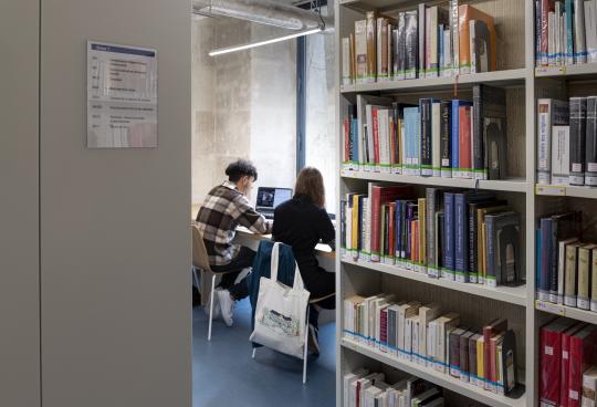 Elèves travaillant à la bibliothèque