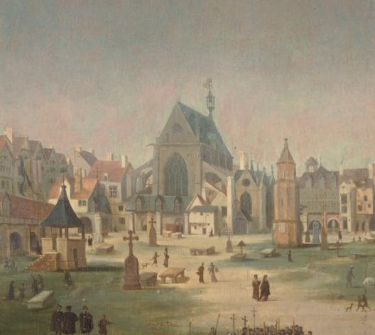 Grimer Jacob, Le cimetière et l'église des Innocents, vers 1570, Musée Carnavalet, Histoire de Paris