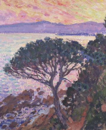 Théo Van Rysselberghe, Pin parasol au bord de la mer, 1915, huile sur panneau, Musée des Beaux-Arts de Gand.