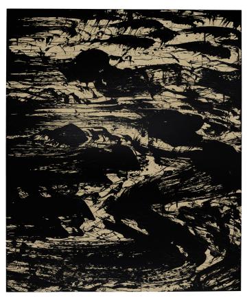 Peinture abstraite noire et beige