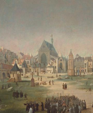 Grimer Jacob, Le cimetière et l'église des Innocents, vers 1570, Musée Carnavalet, Histoire de Paris
